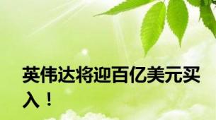 英伟达将迎百亿美元买入！