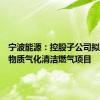 宁波能源：控股子公司拟投建生物质气化清洁燃气项目