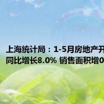 上海统计局:1-5月房地产开发投资同比增长8.0% 销售面积增0.5%