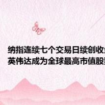 纳指连续七个交易日续创收盘新高 英伟达成为全球最高市值股票