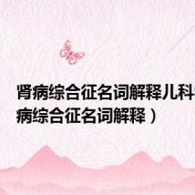 肾病综合征名词解释儿科学（肾病综合征名词解释）