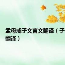 孟母戒子文言文翻译（子文言文翻译）