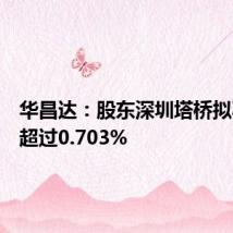 华昌达：股东深圳塔桥拟减持不超过0.703%