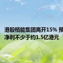港股栢能集团高开15% 预期中期净利不少于约1.5亿港元