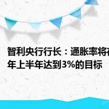 智利央行行长:通胀率将在2026年上半年达到3%的目标