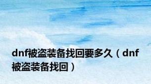 dnf被盗装备找回要多久（dnf被盗装备找回）