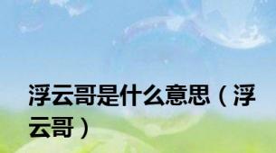浮云哥是什么意思（浮云哥）