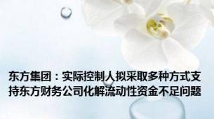 东方集团：实际控制人拟采取多种方式支持东方财务公司化解流动性资金不足问题
