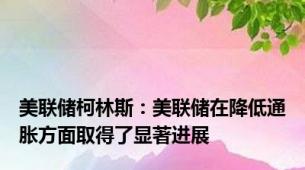 美联储柯林斯：美联储在降低通胀方面取得了显著进展