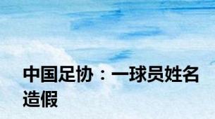 中国足协：一球员姓名造假