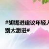 #胡锡进建议年轻人投资别太激进#