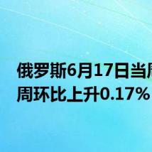 俄罗斯6月17日当周CPI周环比上升0.17%