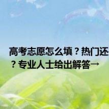 高考志愿怎么填?热门还是爱好?专业人士给出解答→