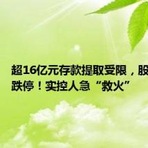 超16亿元存款提取受限,股价一字跌停!实控人急“救火”