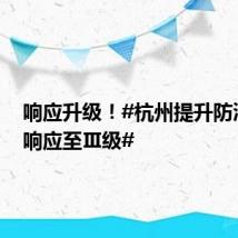 响应升级!#杭州提升防汛应急响应至Ⅲ级#