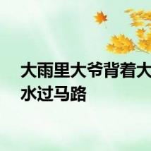 大雨里大爷背着大妈涉水过马路