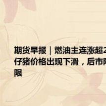 期货早报|燃油主连涨超2%;6月仔猪价格出现下滑,后市降幅或有限