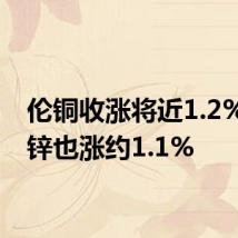 伦铜收涨将近1.2%,伦锌也涨约1.1%