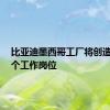 比亚迪墨西哥工厂将创造约1万个工作岗位