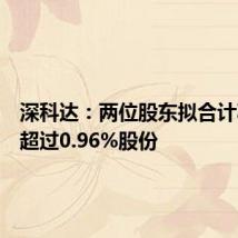 深科达:两位股东拟合计减持不超过0.96%股份