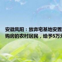 安徽凤阳:放弃宅基地安置并进城购房的农村居民,给予5万元奖励
