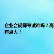 企业合规师考试难吗？高级难度有点大！
