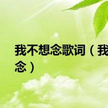 我不想念歌词（我不想念）