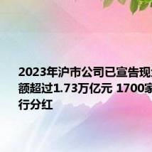 2023年沪市公司已宣告现金分红总额超过1.73万亿元 1700家公司进行分红