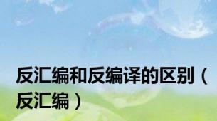 反汇编和反编译的区别（反汇编）
