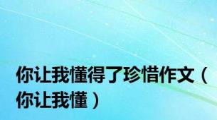 你让我懂得了珍惜作文（你让我懂）
