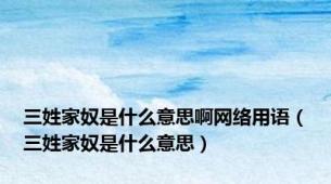 三姓家奴是什么意思啊网络用语（三姓家奴是什么意思）