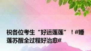 祝各位考生“好运莲莲”！#睡莲苏醒全过程好治愈#