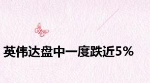 英伟达盘中一度跌近5%