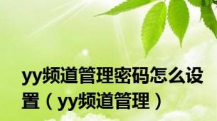 yy频道管理密码怎么设置（yy频道管理）