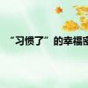 “习惯了”的幸福密码