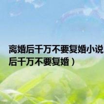 离婚后千万不要复婚小说(离婚后千万不要复婚)