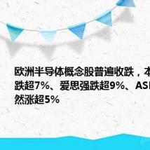 欧洲半导体概念股普遍收跌,本周英飞凌跌超7%、爱思强跌超9%、ASM国际仍然涨超5%