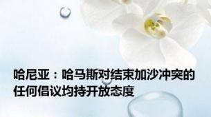 哈尼亚：哈马斯对结束加沙冲突的任何倡议均持开放态度