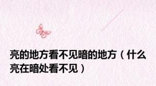 亮的地方看不见暗的地方（什么亮在暗处看不见）