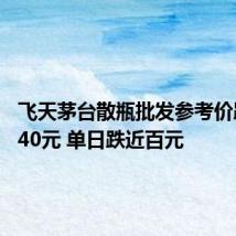 飞天茅台散瓶批发参考价跌至2140元 单日跌近百元
