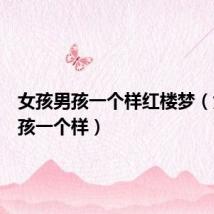 女孩男孩一个样红楼梦（女孩男孩一个样）