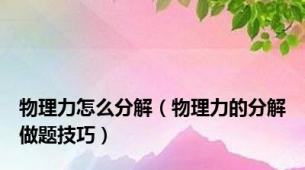 物理力怎么分解（物理力的分解做题技巧）