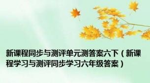 新课程同步与测评单元测答案六下（新课程学习与测评同步学习六年级答案）