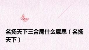 名扬天下三合局什么意思（名扬天下）