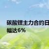 碳酸锂主力合约日内跌幅达6%