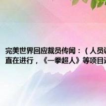完美世界回应裁员传闻:(人员调整)一直在进行,《一拳超人》等项目还在研发