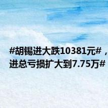 #胡锡进大跌10381元#,#胡锡进总亏损扩大到7.75万#