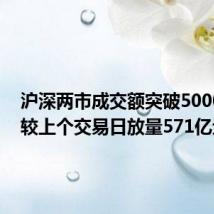 沪深两市成交额突破5000亿元 较上个交易日放量571亿元