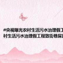 #央视曝光农村生活污水治理假工程##农村生活污水治理假工程致街巷屎尿横流#