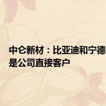 中仑新材:比亚迪和宁德时代不是公司直接客户